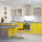 Sárga konyha a belső térben