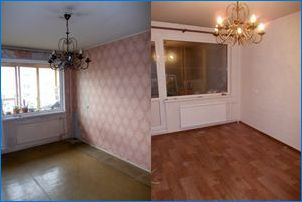 A 2 szobás "Khruscsov" javítása és tervezése felújítás nélkül