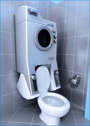 Mosógép a WC-ben: az elhelyezés és a tervezési ötletek előnyei