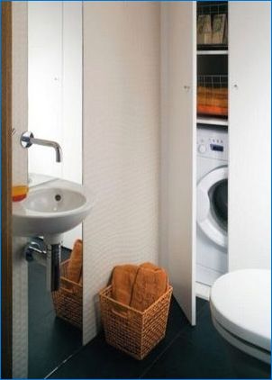 Mosógép a WC-ben: az elhelyezés és a tervezési ötletek előnyei