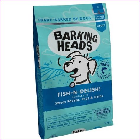 Barking Heads gabonamentes kutyatáp, lazaccal, pisztránggal és jamgyökérrel Tasty Fish